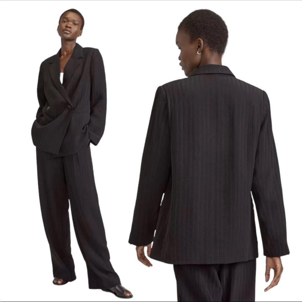 Everlane black blazer Drapey City Striped oversized 00